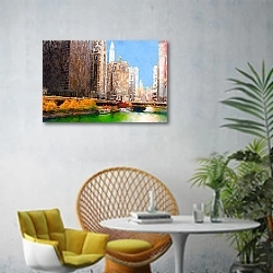 «Чикаго» в интерьере современной гостиной с желтым креслом