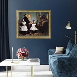 «Портрет семьи Беллели» в интерьере в классическом стиле в синих тонах