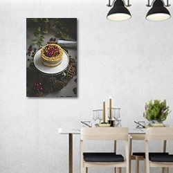 «Ягодный торт и шишки» в интерьере современной столовой над обеденным столом
