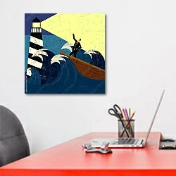 «Руководство по бурным морям» в интерьере офиса над рабочим местом сотрудника