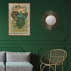 «Untitled» в интерьере классической гостиной с зеленой стеной над диваном