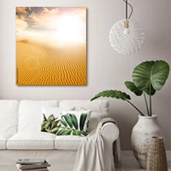 «Белое солнце пустыни» в интерьере светлой гостиной в скандинавском стиле над диваном