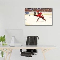 «Хоккей. Удар по шайбе» в интерьере офиса над рабочим местом