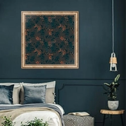 «Burnt Umber Floral, 2015,» в интерьере классической спальни с темными стенами