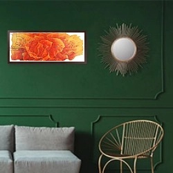 «A Great Rose, c.2002-03» в интерьере классической гостиной с зеленой стеной над диваном