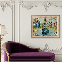 «The Garden of Earthly Delights: Allegory of Luxury, detail of the central panel, c.1500 5» в интерьере в классическом стиле над банкеткой