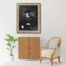 «Portrait of a rabbi» в интерьере в классическом стиле над комодом