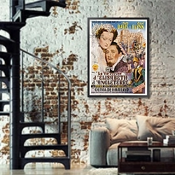 «The Private Lives of Elizabeth and Essex, 1939» в интерьере двухярусной гостиной в стиле лофт с кирпичной стеной