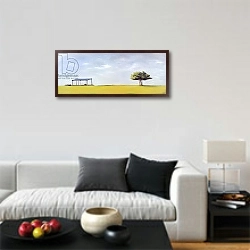 «On Minchinhampton» в интерьере минималистичной гостиной над диваном