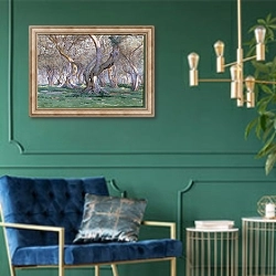 «Oak Grove, 1920» в интерьере в классическом стиле с зеленой стеной