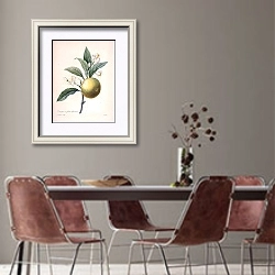 «Апельсиновое дерево» в интерьере столовой с серыми стенами