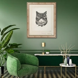 «Tête de chat.» в интерьере гостиной в зеленых тонах