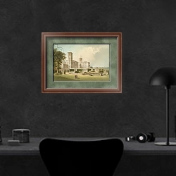 «Osborne House--Isle of Wight» в интерьере кабинета в черных цветах над столом