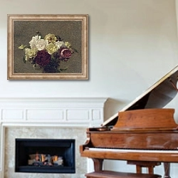 «Bouquet of Roses, 1879» в интерьере классической гостиной над камином