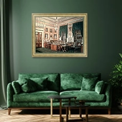 «The Study of Alexander III at Gatchina Palace, c.1881» в интерьере зеленой гостиной над диваном