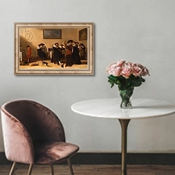 «A Merry Group in an Interior, eating and drinking» в интерьере в классическом стиле над креслом