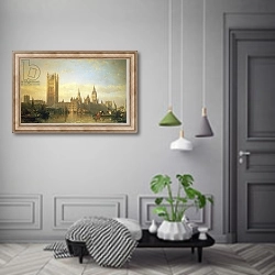 «New Palace of Westminster from the River Thames» в интерьере коридора в классическом стиле