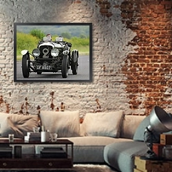 «Bentley 6 1 2 Tourer by Vanden Plas '1928–30» в интерьере гостиной в стиле лофт с кирпичной стеной