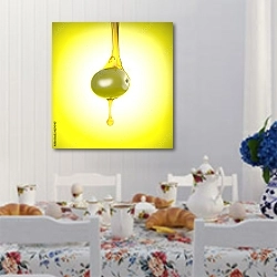 «Оливка и капля оливкового масла» в интерьере кухни в стиле прованс над столом с завтраком
