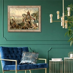«Wonderful victory against the Amorites» в интерьере в классическом стиле с зеленой стеной