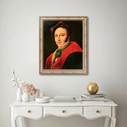 «Portrait of Gioacchino Rossini» в интерьере в классическом стиле над столом