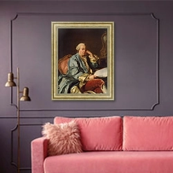 «Портрет Ивана Ивановича Беского в халате» в интерьере гостиной с розовым диваном