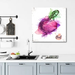 «Эскиз акварельной свеклы» в интерьере кухни над мойкой