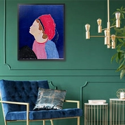 «Claude, 1993» в интерьере гостиной в зеленых тонах