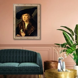 «Portrait of an Unknown Man, 1524» в интерьере классической гостиной над диваном
