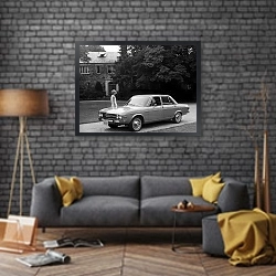 «Audi 100 LS US-spec (C1) '1968–73» в интерьере в стиле лофт над диваном