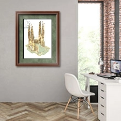 «The Holy Family, Antonio Gaudi. Barcelona, Spain» в интерьере современного кабинета на стене