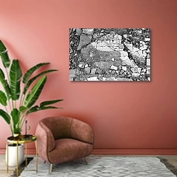 «Песчаник в трещинах» в интерьере современной гостиной в розовых тонах