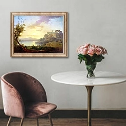 «Italian Landscape, Setting Sun» в интерьере в классическом стиле над креслом