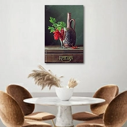 «Натюрморт с красной смородиной» в интерьере кухни над кофейным столиком