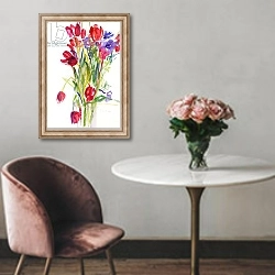 «Tulips, 1999,» в интерьере в классическом стиле над креслом