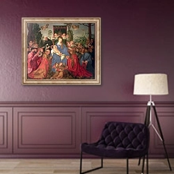«Garland of Roses Altarpiece, 1600» в интерьере в классическом стиле в фиолетовых тонах
