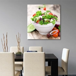 «Греческий салат» в интерьере современной кухни над столом