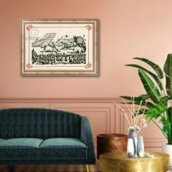 «The Great Race» в интерьере классической гостиной над диваном