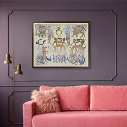 «Celebration, 1995» в интерьере гостиной с розовым диваном