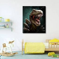 «Тираннозавр» в интерьере детской комнаты для мальчика с игрушками