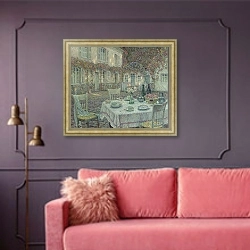 «Le Dejeuner» в интерьере гостиной с розовым диваном