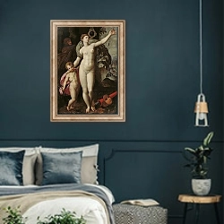 «Venus and Cupid 5» в интерьере классической спальни с темными стенами