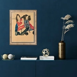 «Two Girls; Zwei Madchen, 1911» в интерьере в классическом стиле в синих тонах