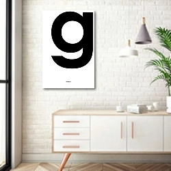 «Буква G» в интерьере комнаты в скандинавском стиле над тумбой