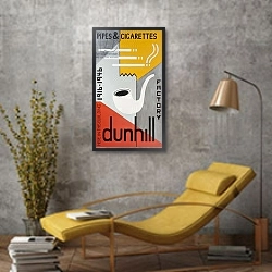 «Dunhill Pipes & Cigarettes, 2013» в интерьере в стиле лофт с желтым креслом