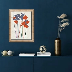 «Printed Poppies» в интерьере в классическом стиле в синих тонах