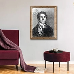 «Cyprien Gaulon, 1824-5» в интерьере гостиной в бордовых тонах