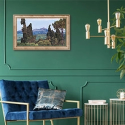 «Вид Монтечелио» в интерьере в классическом стиле с зеленой стеной