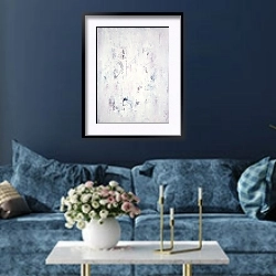 «White softness. Tenderness of white» в интерьере современной гостиной в синем цвете