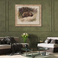 «Hedgehog» в интерьере гостиной в оливковых тонах